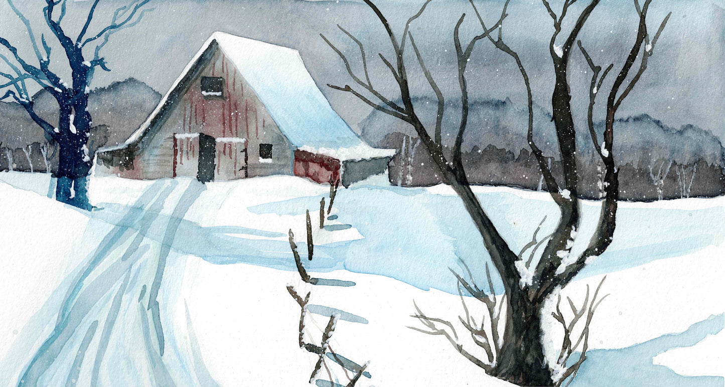 Winter road to the barn